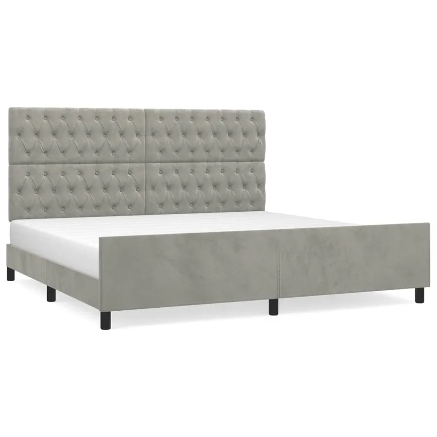Cadre de lit sans matelas gris clair 200x200 cm velours - 2