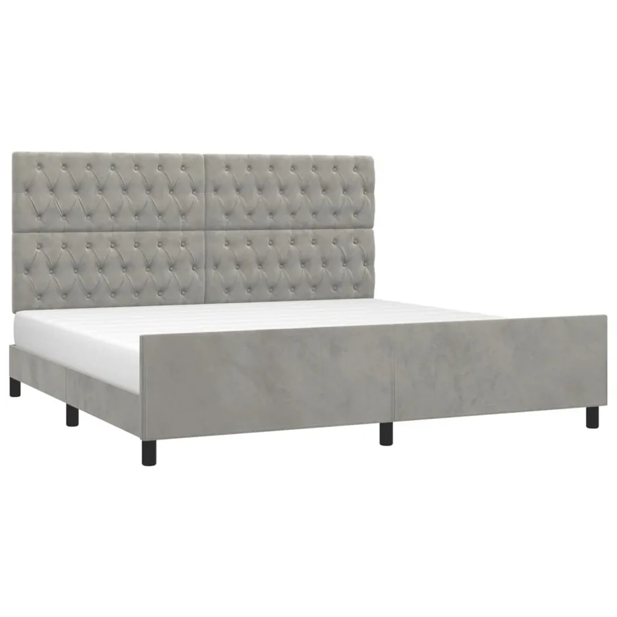 Cadre de lit sans matelas gris clair 200x200 cm velours - 3