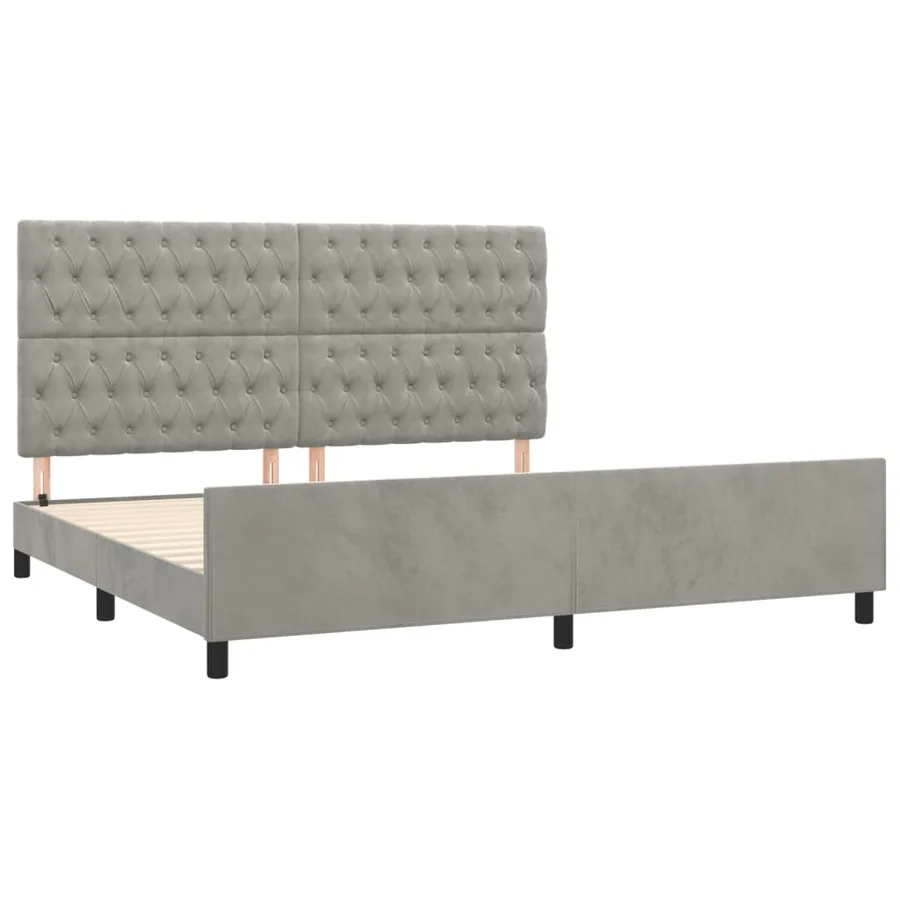 Cadre de lit sans matelas gris clair 200x200 cm velours - 4