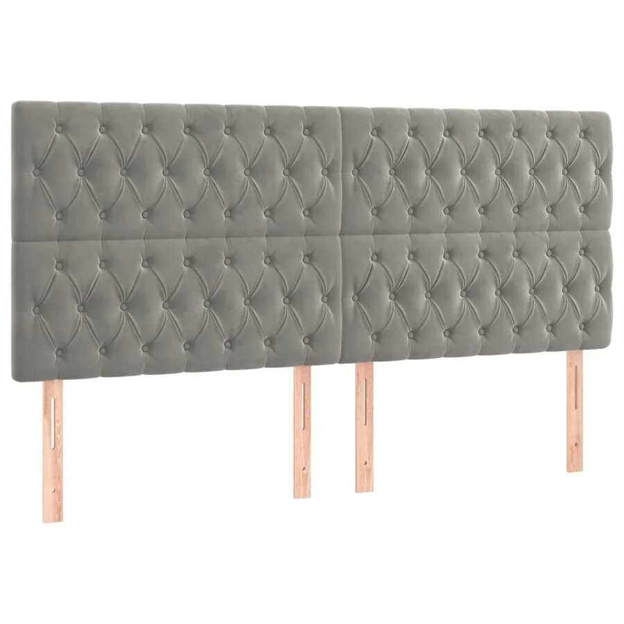 Cadre de lit sans matelas gris clair 200x200 cm velours - 8