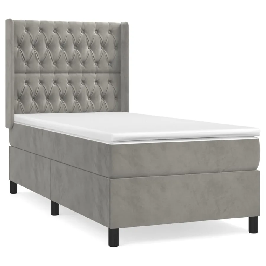 Sommier à lattes de lit et matelas Gris clair 80x200 cm Velours - 2
