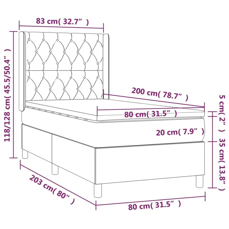 Sommier à lattes de lit et matelas Gris clair 80x200 cm Velours - 7