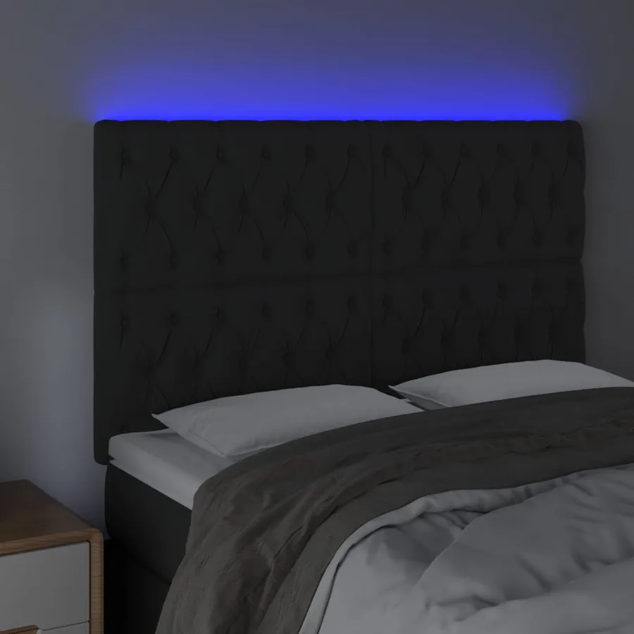 Tête de lit à LED Noir 144x7x118/128 cm Velours - 3