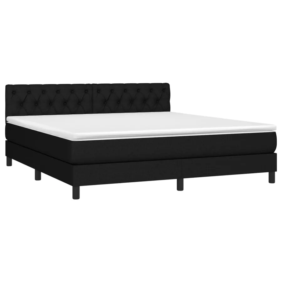 Sommier à lattes de lit avec matelas Noir 160x200 cm Tissu - 3