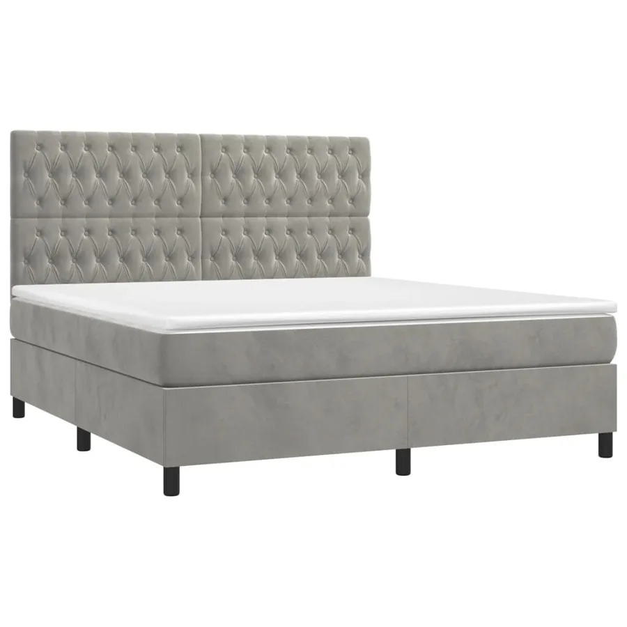 Sommier à lattes de lit matelas et LED Gris clair 160x200 cm - 3