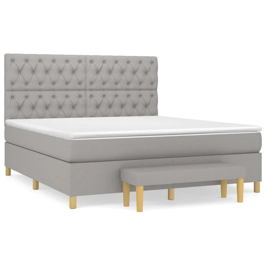 Sommier à lattes de lit avec matelas Gris clair 160x200cm Tissu - 2