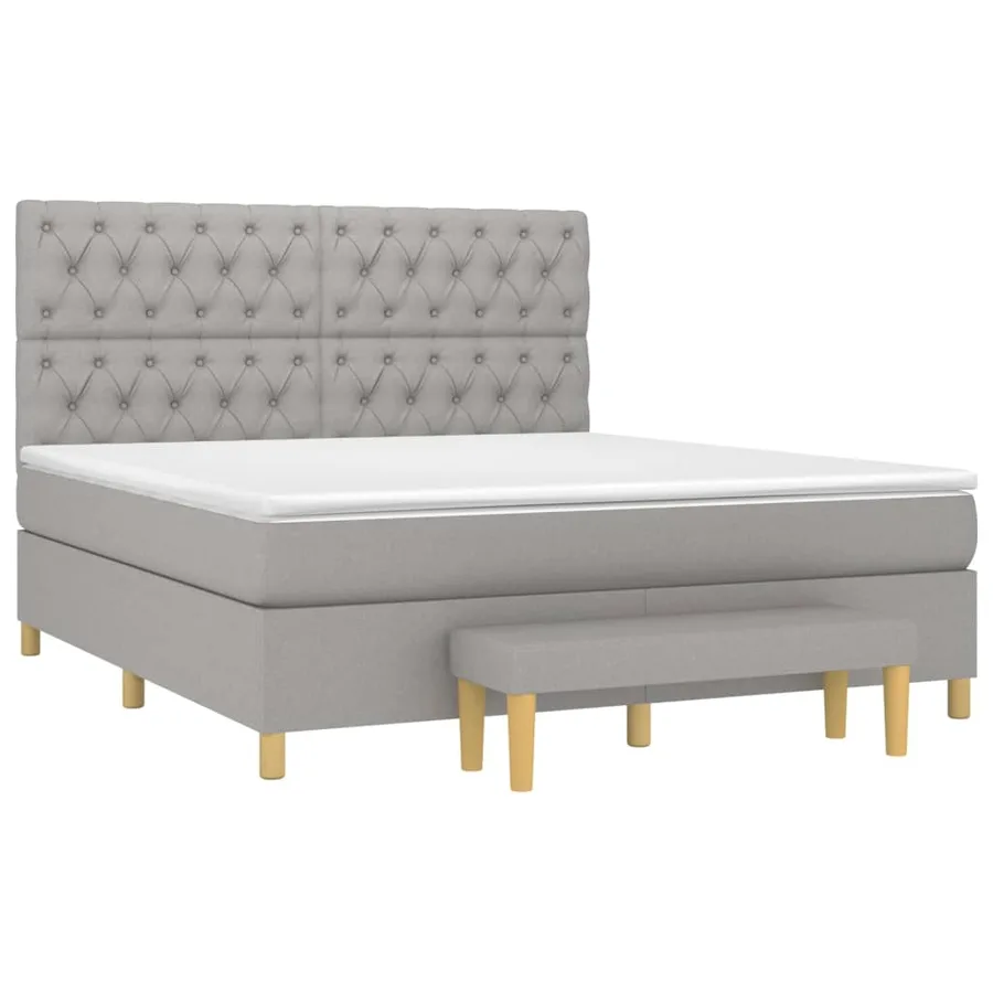 Sommier à lattes de lit avec matelas Gris clair 160x200cm Tissu - 3