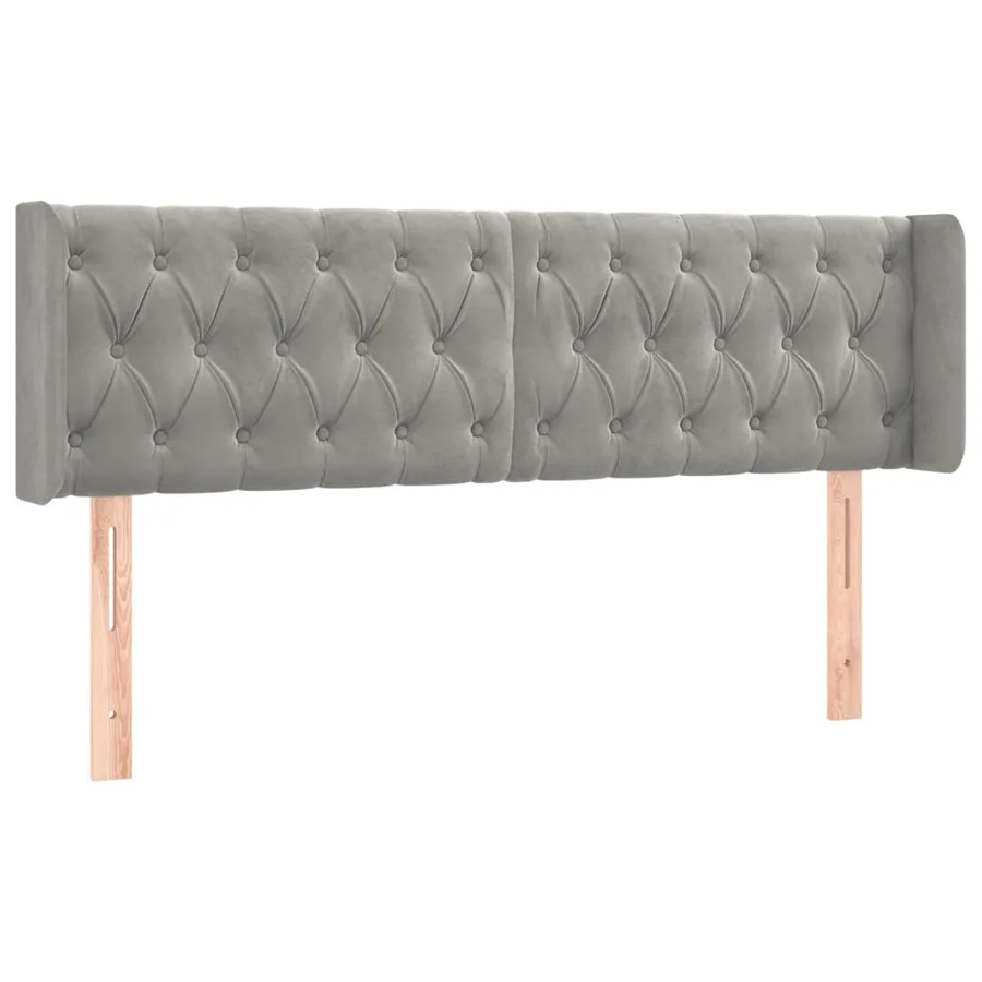 Tête de lit avec oreilles Gris clair 163x16x78/88 cm Velours - 2