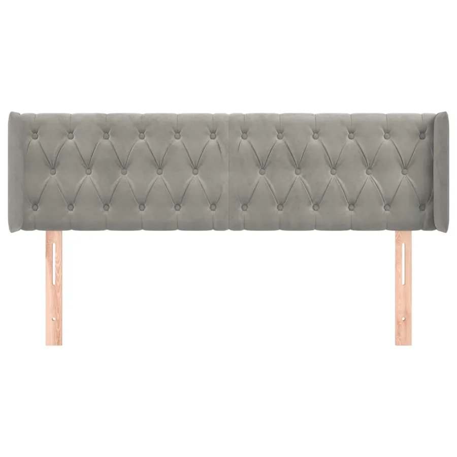 Tête de lit avec oreilles Gris clair 163x16x78/88 cm Velours - 3