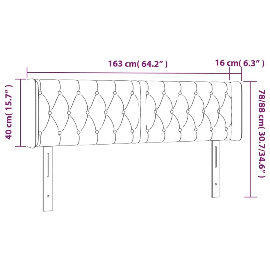 Tête de lit avec oreilles Gris clair 163x16x78/88 cm Velours - 9