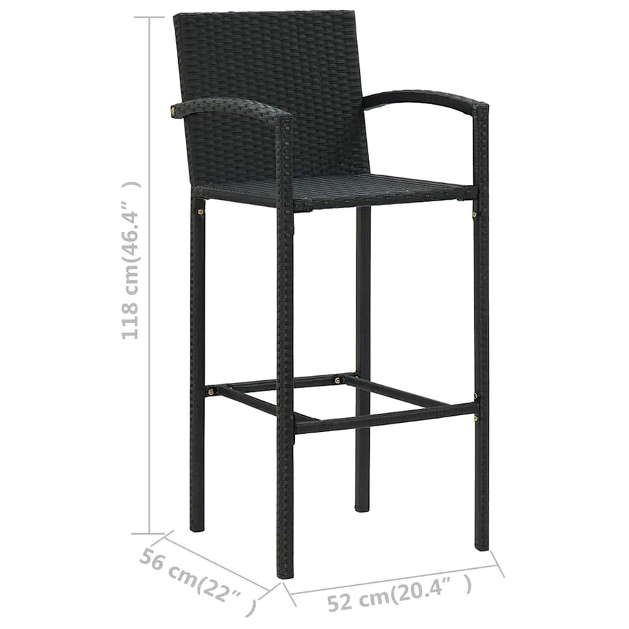 Ensemble de bar de jardin 9 pcs noir - 12