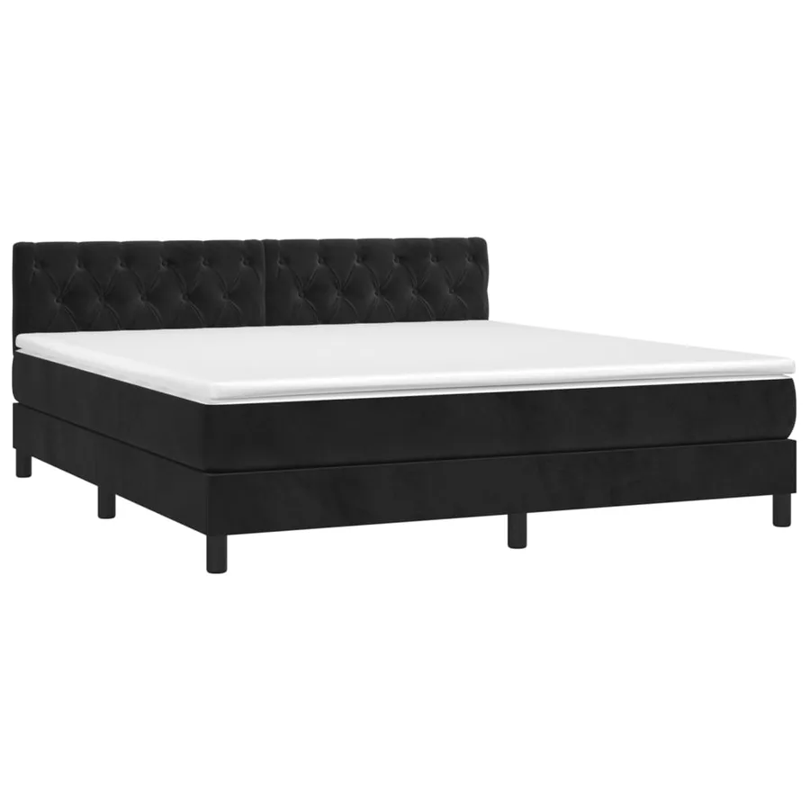 Sommier à lattes de lit et matelas Noir 160x200 cm Velours - 3