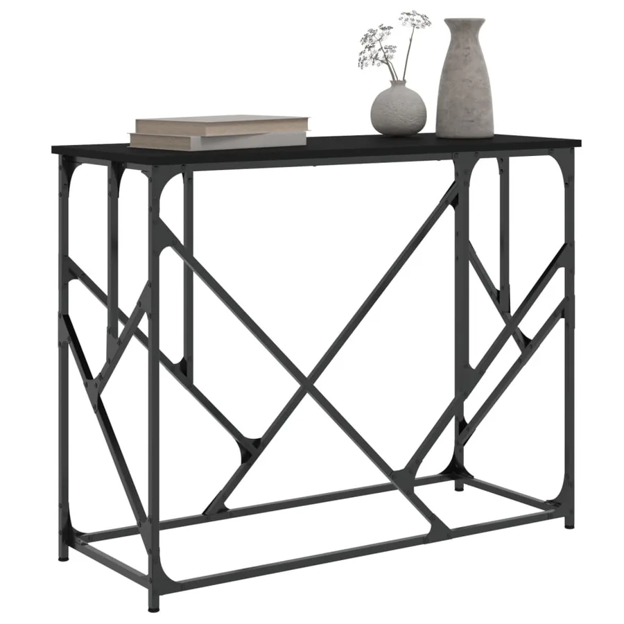 Table console noir 100x40x80 cm bois d'ingénierie - 3
