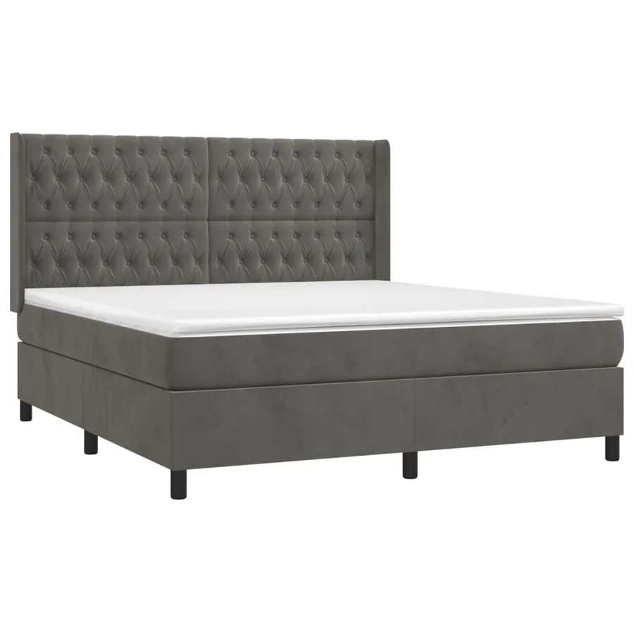 Sommier à lattes de lit matelas et LED Gris foncé 160x200 cm - 4
