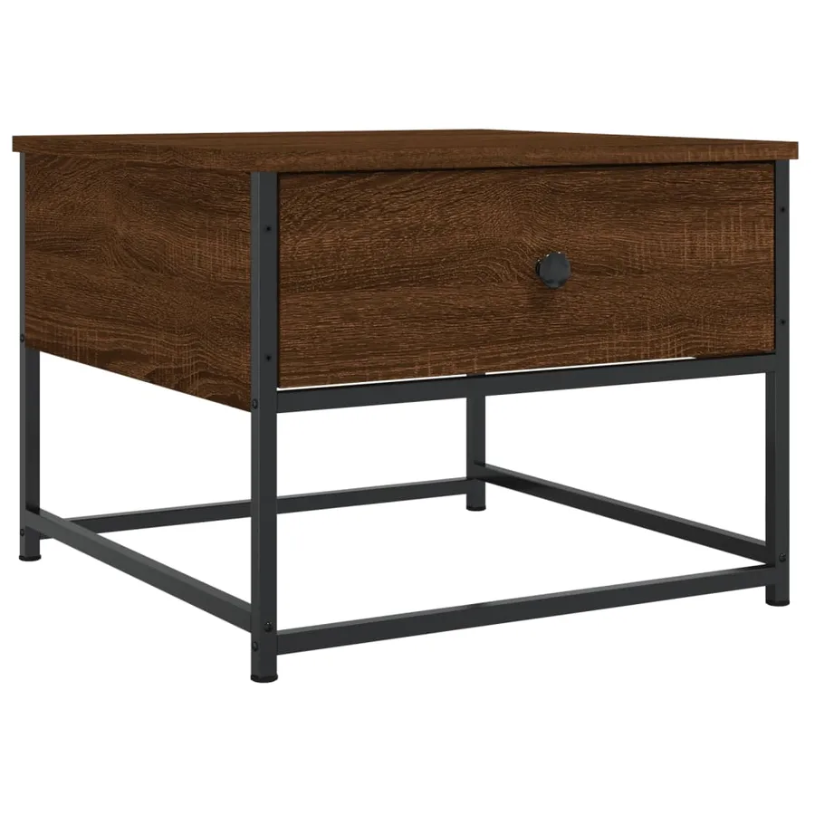 Table basse chêne marron 51x51x40 cm bois d'ingénierie - 2