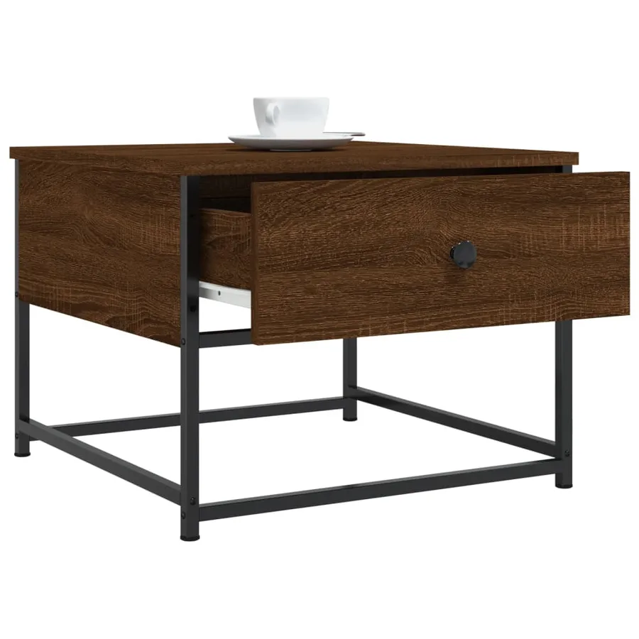 Table basse chêne marron 51x51x40 cm bois d'ingénierie - 4