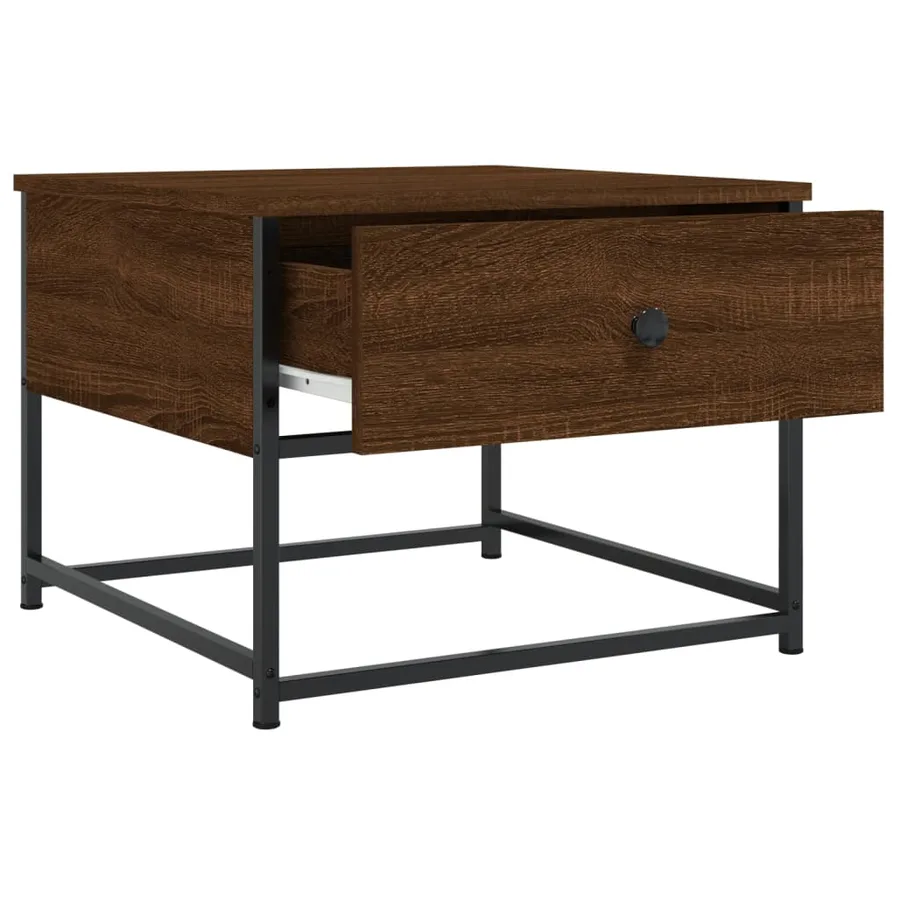 Table basse chêne marron 51x51x40 cm bois d'ingénierie - 5