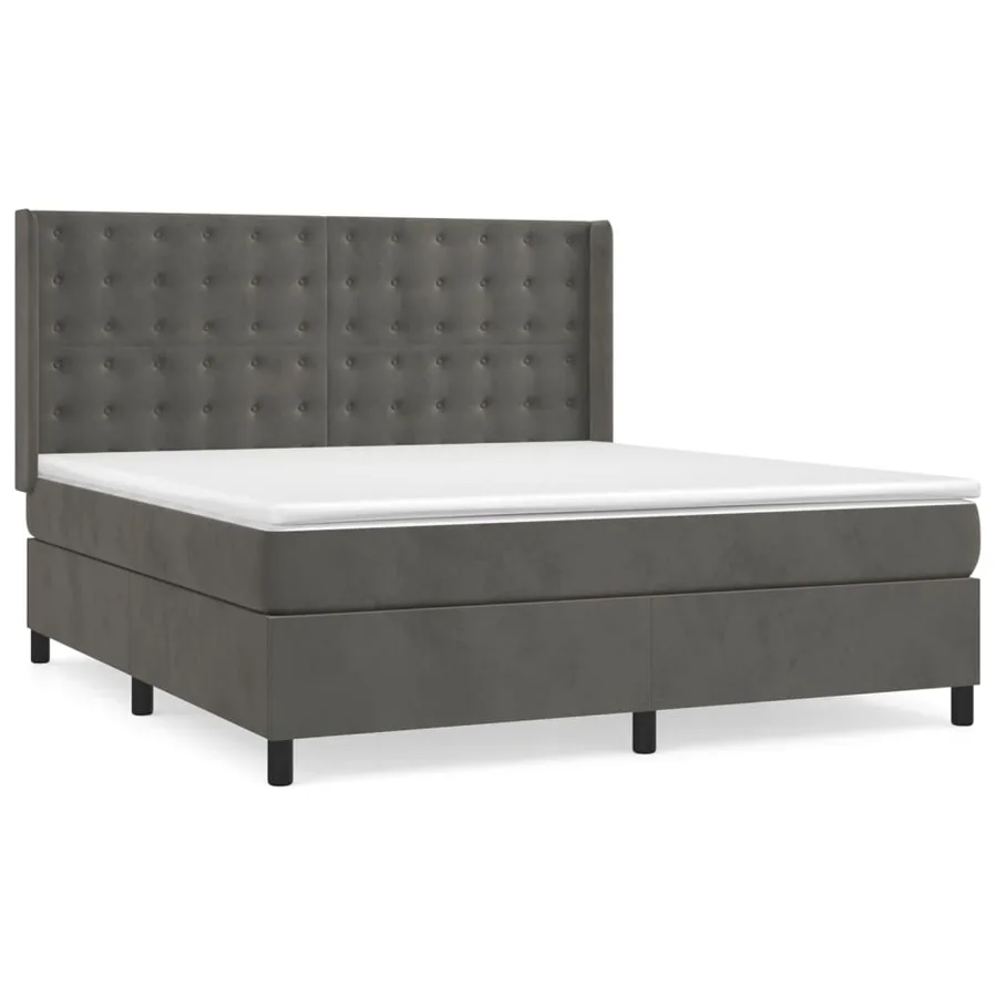 Sommier à lattes de lit et matelas Gris foncé 180x200cm Velours - 2