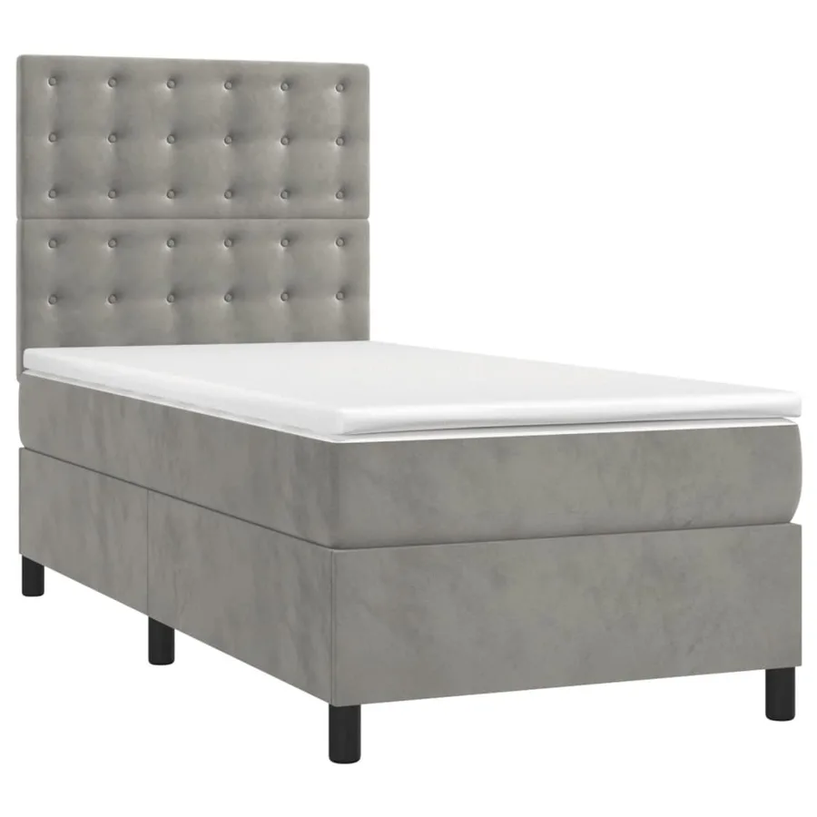 Sommier à lattes de lit et matelas Gris clair 90x200 cm Velours - 3
