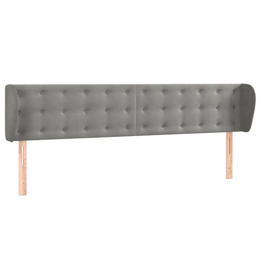 Tête de lit avec oreilles Gris clair 183x23x78/88 cm Velours - 2