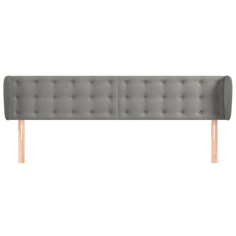 Tête de lit avec oreilles Gris clair 183x23x78/88 cm Velours - 3