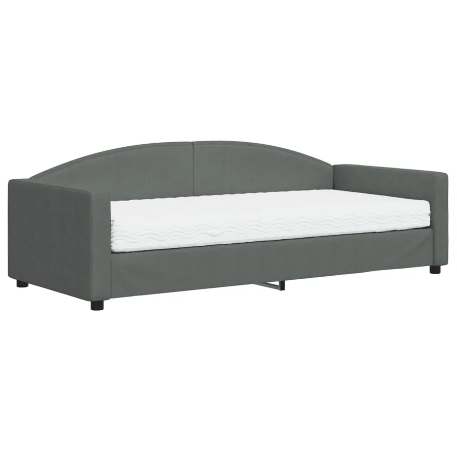 Lit de jour avec matelas gris foncé 90x200 cm tissu - 2