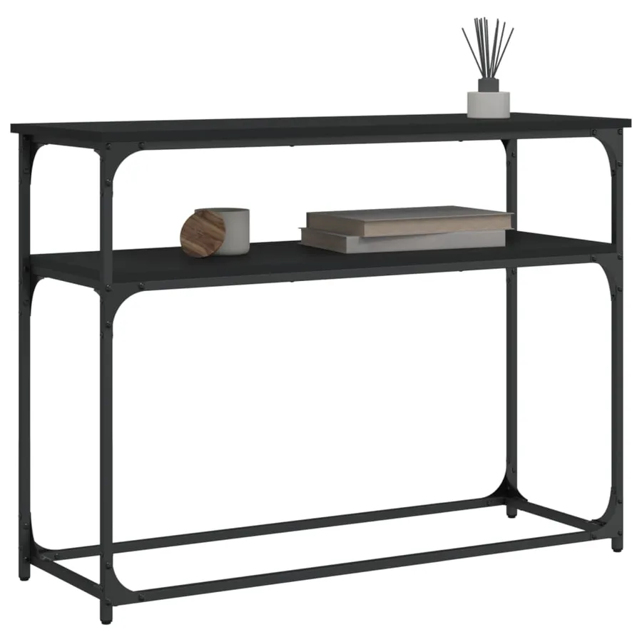 Table console noir 100x35,5x75 cm bois d'ingénierie - 3