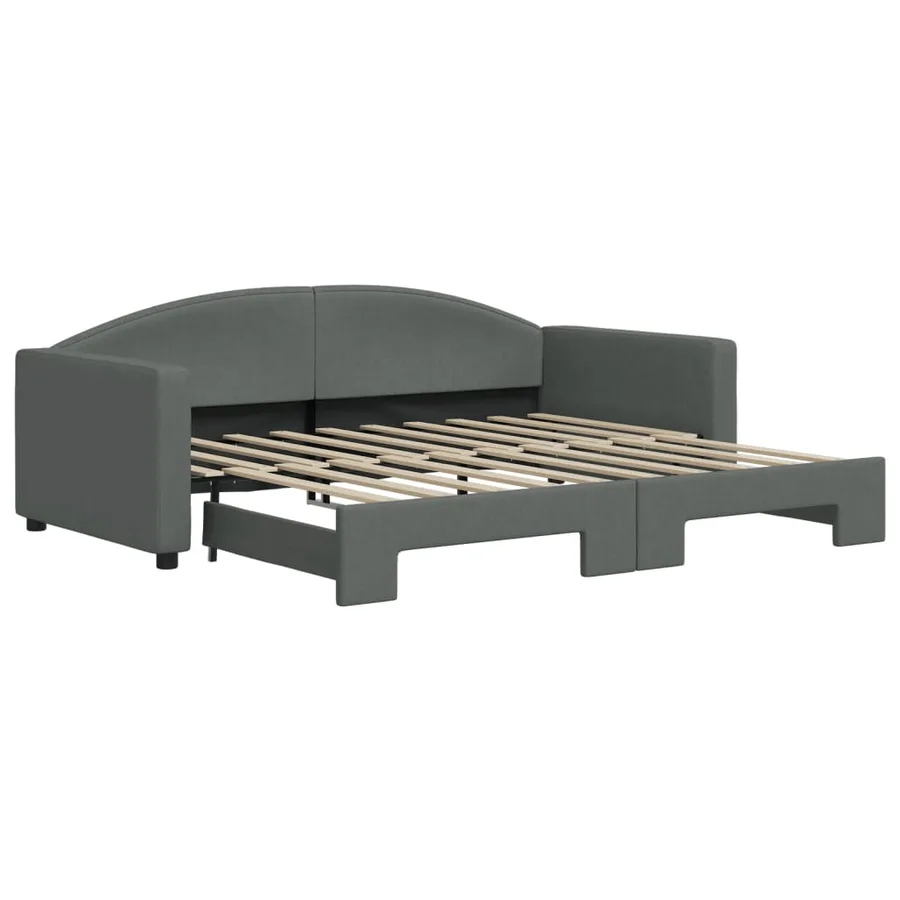 Lit de jour avec gigogne sans matelas gris foncé 90x190 cm - 2