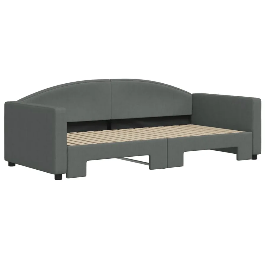 Lit de jour avec gigogne sans matelas gris foncé 90x190 cm - 3