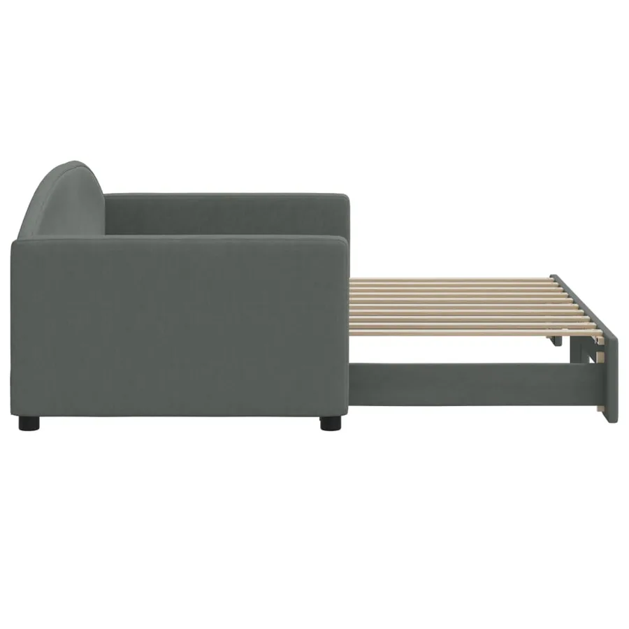 Lit de jour avec gigogne sans matelas gris foncé 90x190 cm - 4