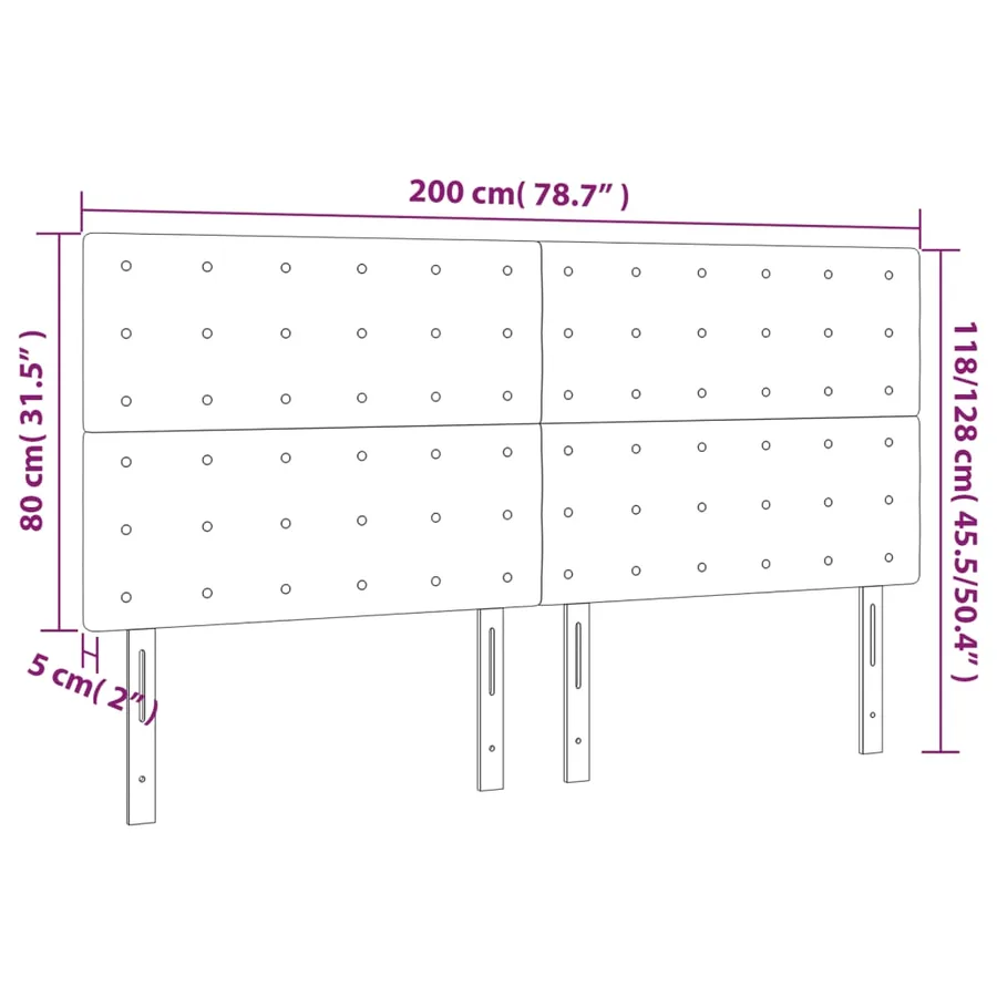 Tête de lit Noir 200x5x118/128 cm Velours - 8