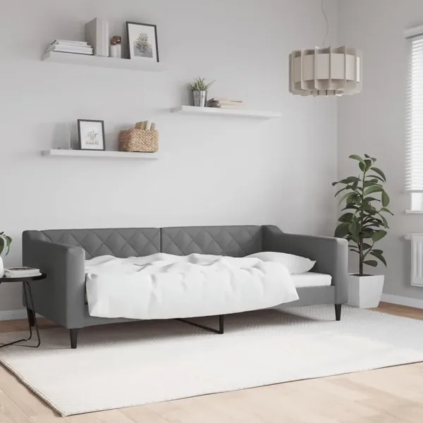 Lit de repos sans matelas gris foncé 90x190 cm tissu