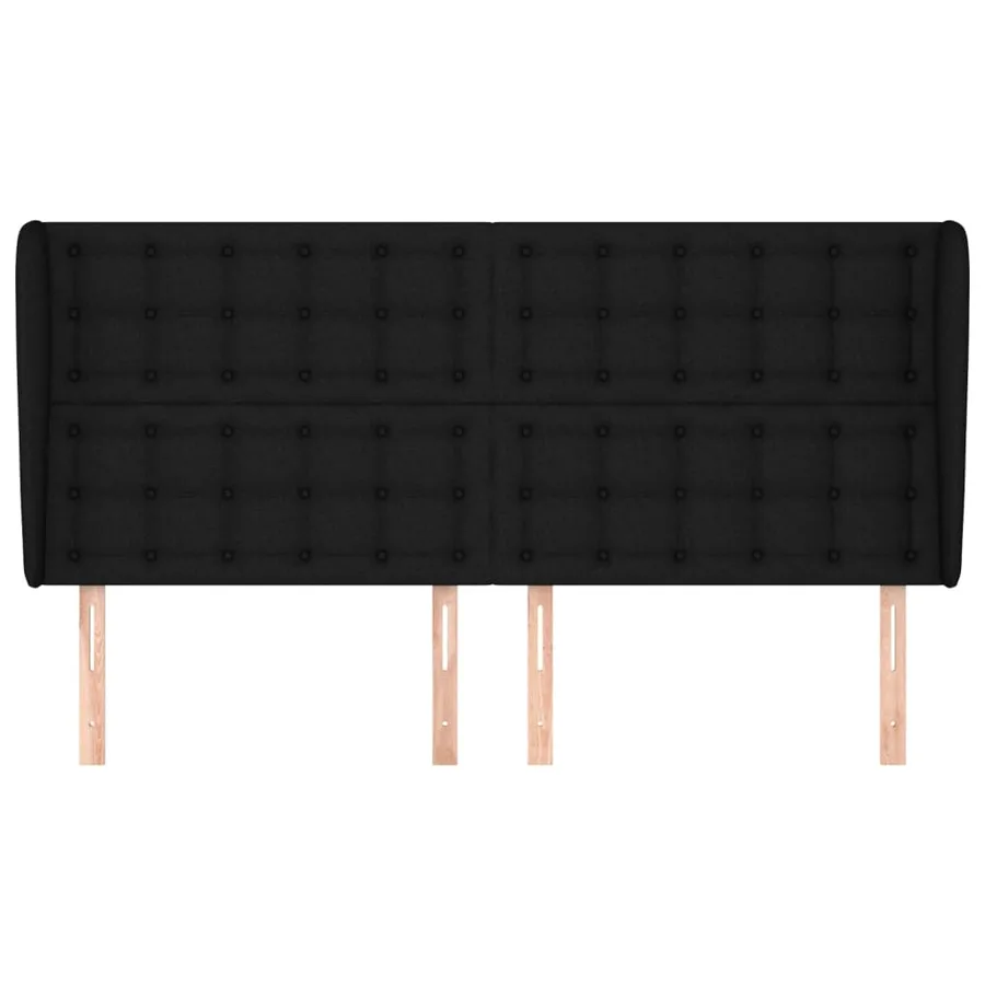 Tête de lit avec oreilles Noir 183x23x118/128 cm Tissu - 3