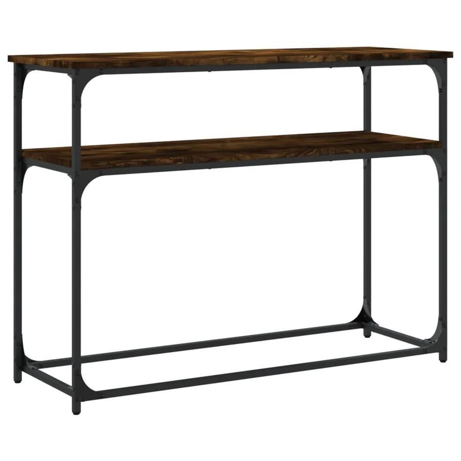 Table console chêne fumé 100x35,5x75 cm bois d'ingénierie - 6