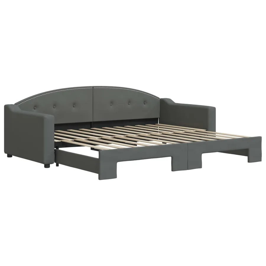 Lit de jour avec gigogne sans matelas gris foncé 90x200 cm - 2