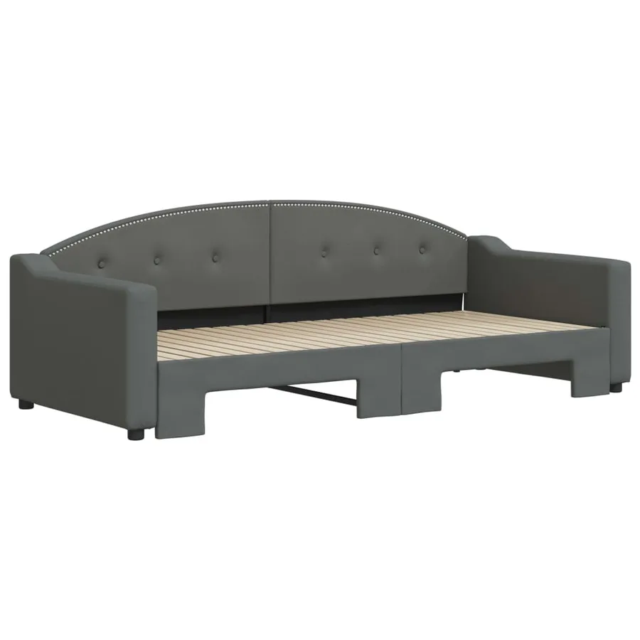 Lit de jour avec gigogne sans matelas gris foncé 90x200 cm - 3