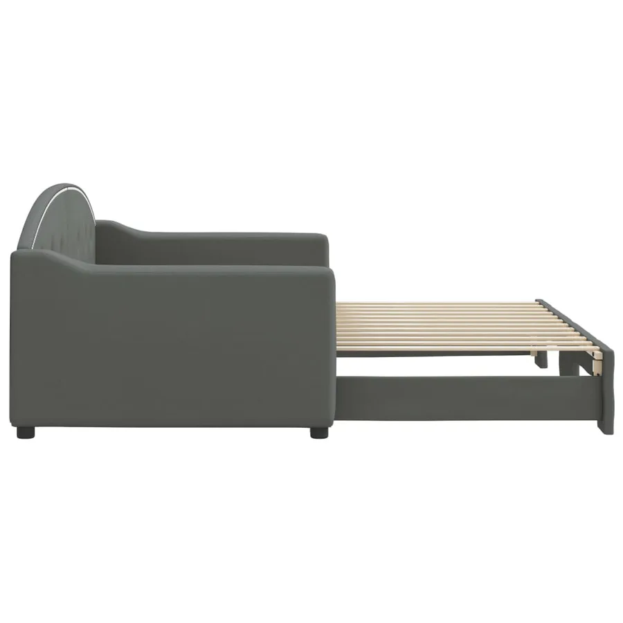 Lit de jour avec gigogne sans matelas gris foncé 90x200 cm - 4