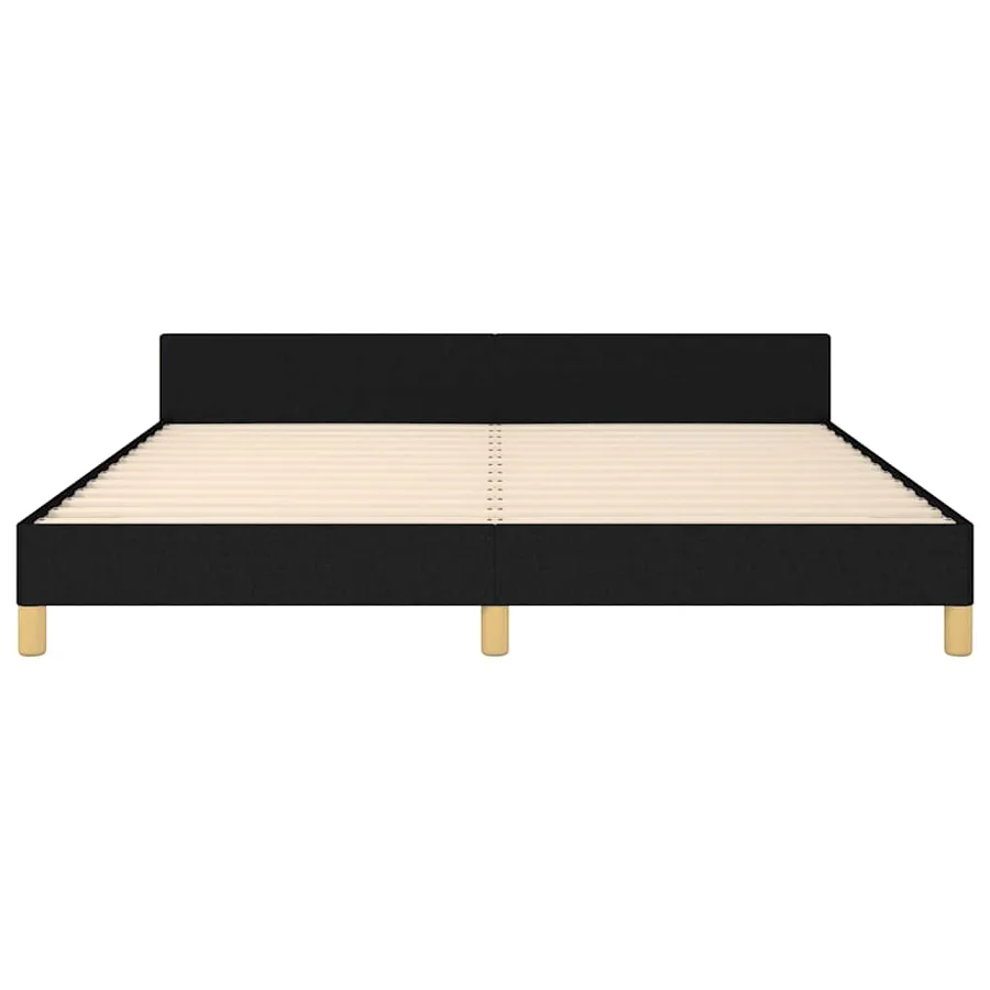 Cadre de lit sans matelas noir tissu - 6