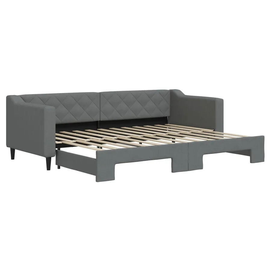 Lit de jour avec gigogne sans matelas gris foncé 80x200 cm - 2