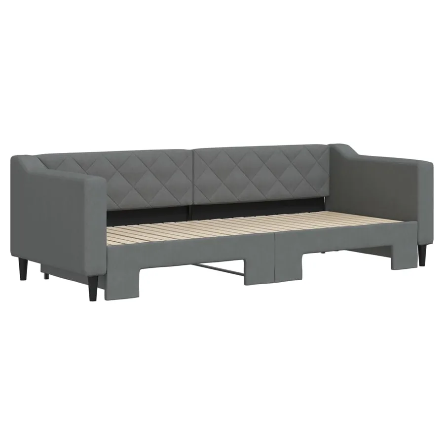 Lit de jour avec gigogne sans matelas gris foncé 80x200 cm - 3