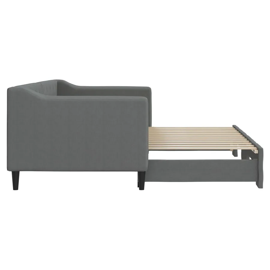 Lit de jour avec gigogne sans matelas gris foncé 80x200 cm - 8