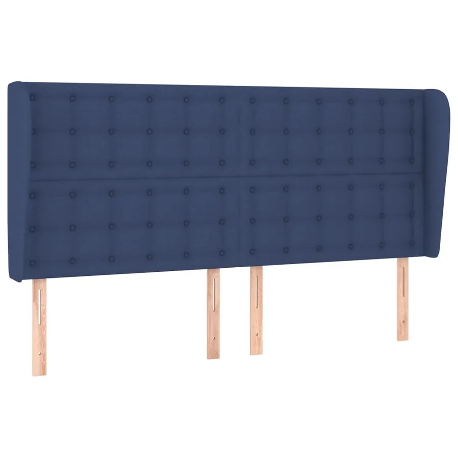 Tête de lit avec oreilles Bleu 183x23x118/128 cm Tissu - 2