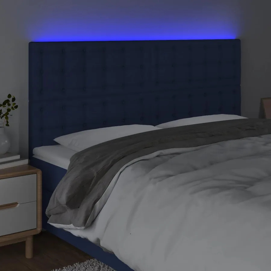 Tête de lit à LED Bleu 180x5x118/128 cm Tissu - 3