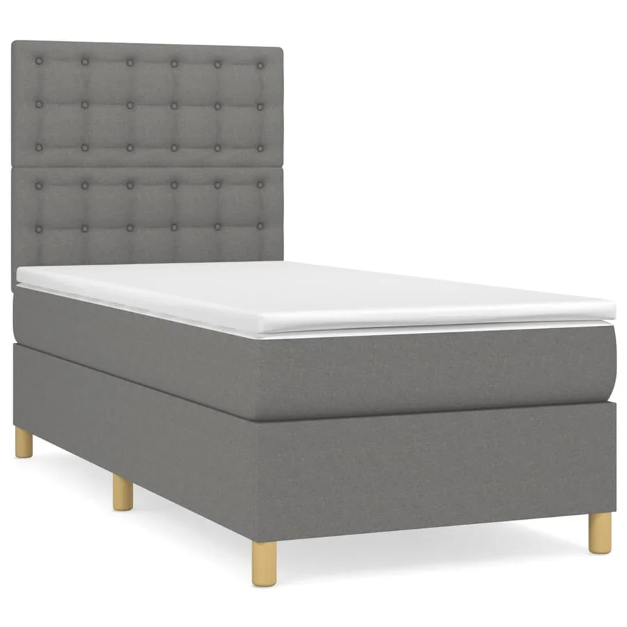 Sommier à lattes de lit et matelas Gris foncé 90x190 cm Tissu - 2