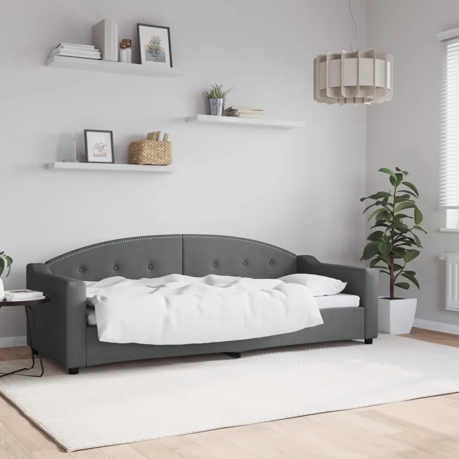 Lit de repos sans matelas gris foncé 80x200 cm tissu