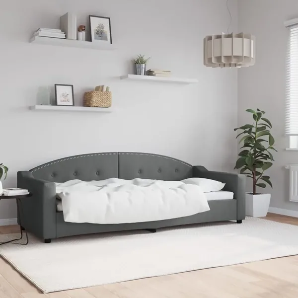 Lit de repos sans matelas gris foncé 80x200 cm tissu