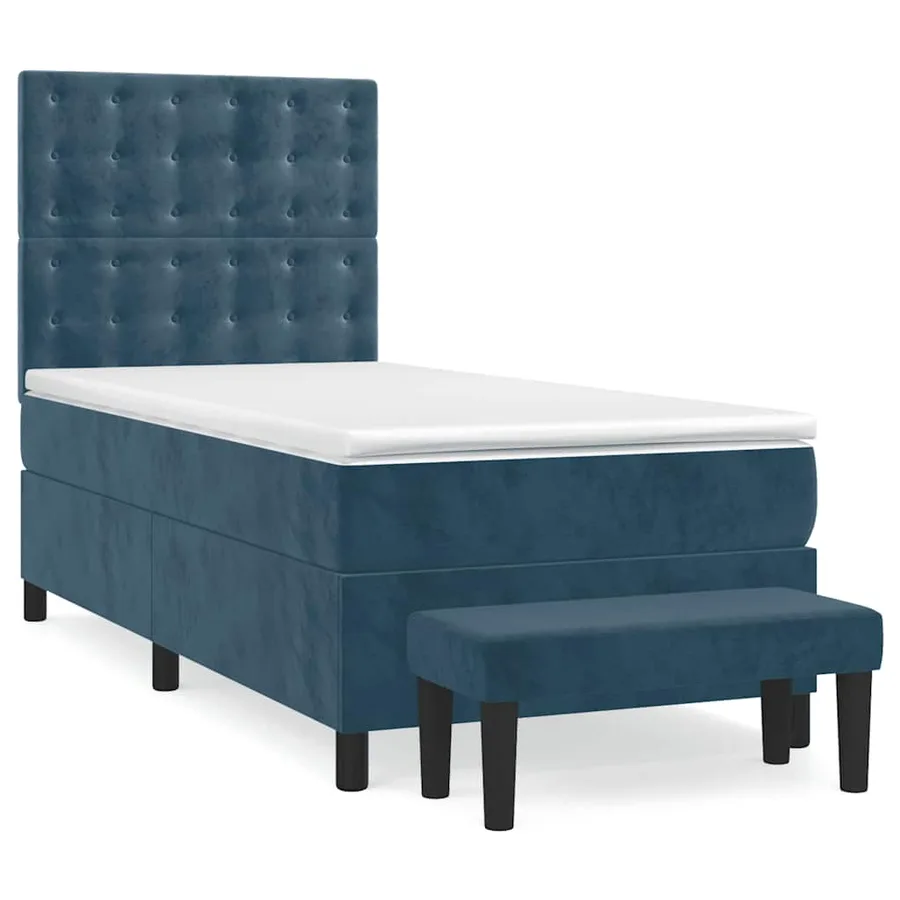 Sommier à lattes de lit avec matelas Bleu foncé 90x200 cm - 3