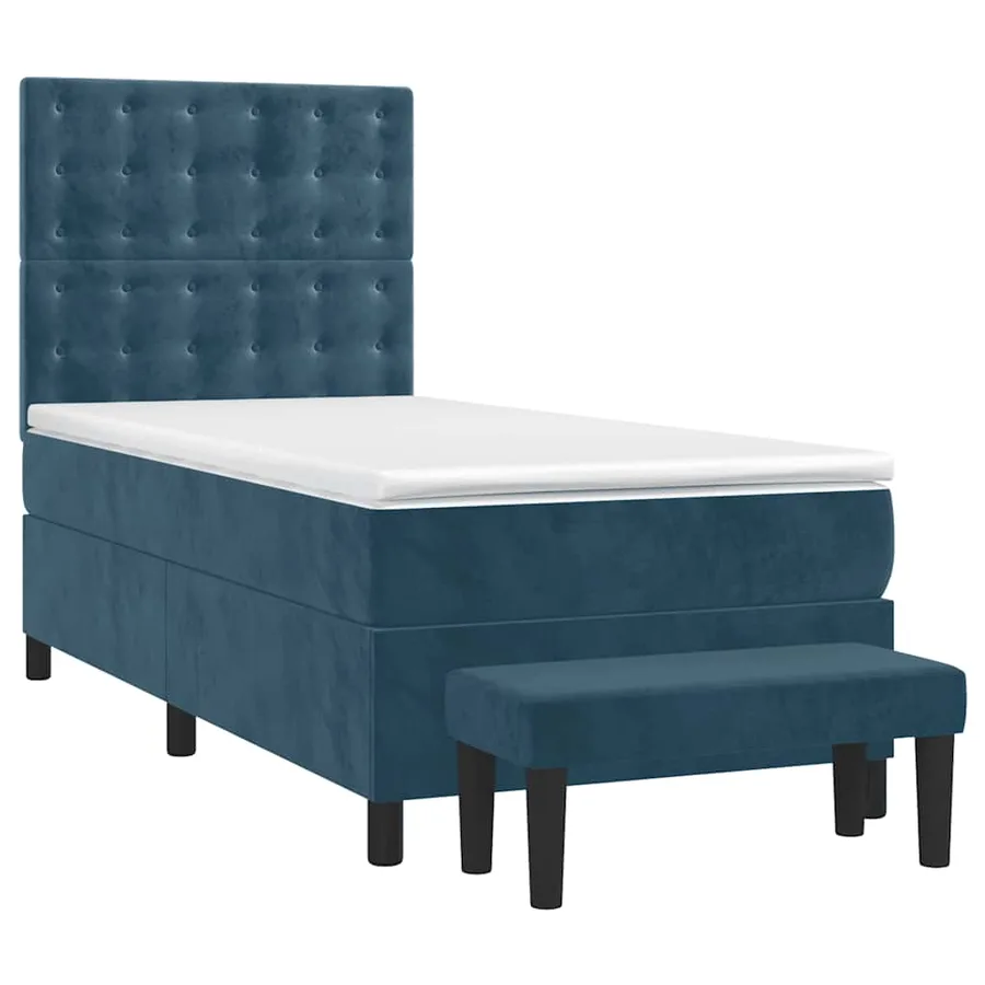 Sommier à lattes de lit avec matelas Bleu foncé 90x190 cm - 3