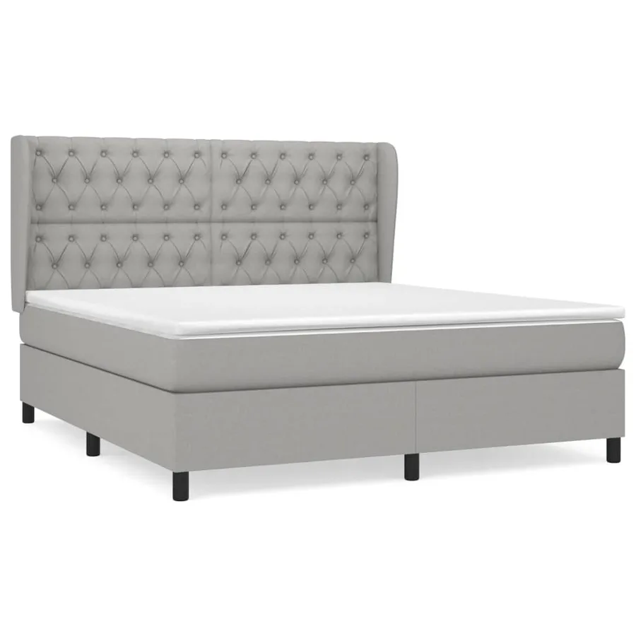 Sommier à lattes de lit avec matelas Gris clair 160x200cm Tissu - 2