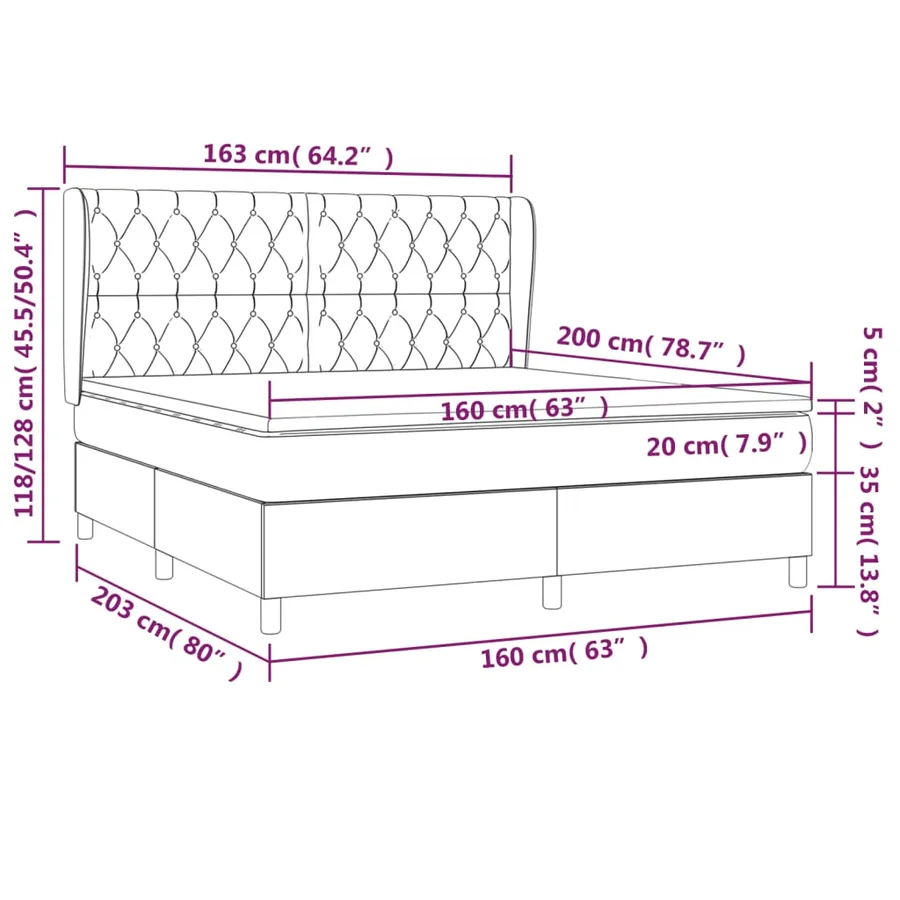 Sommier à lattes de lit avec matelas Gris clair 160x200cm Tissu - 7
